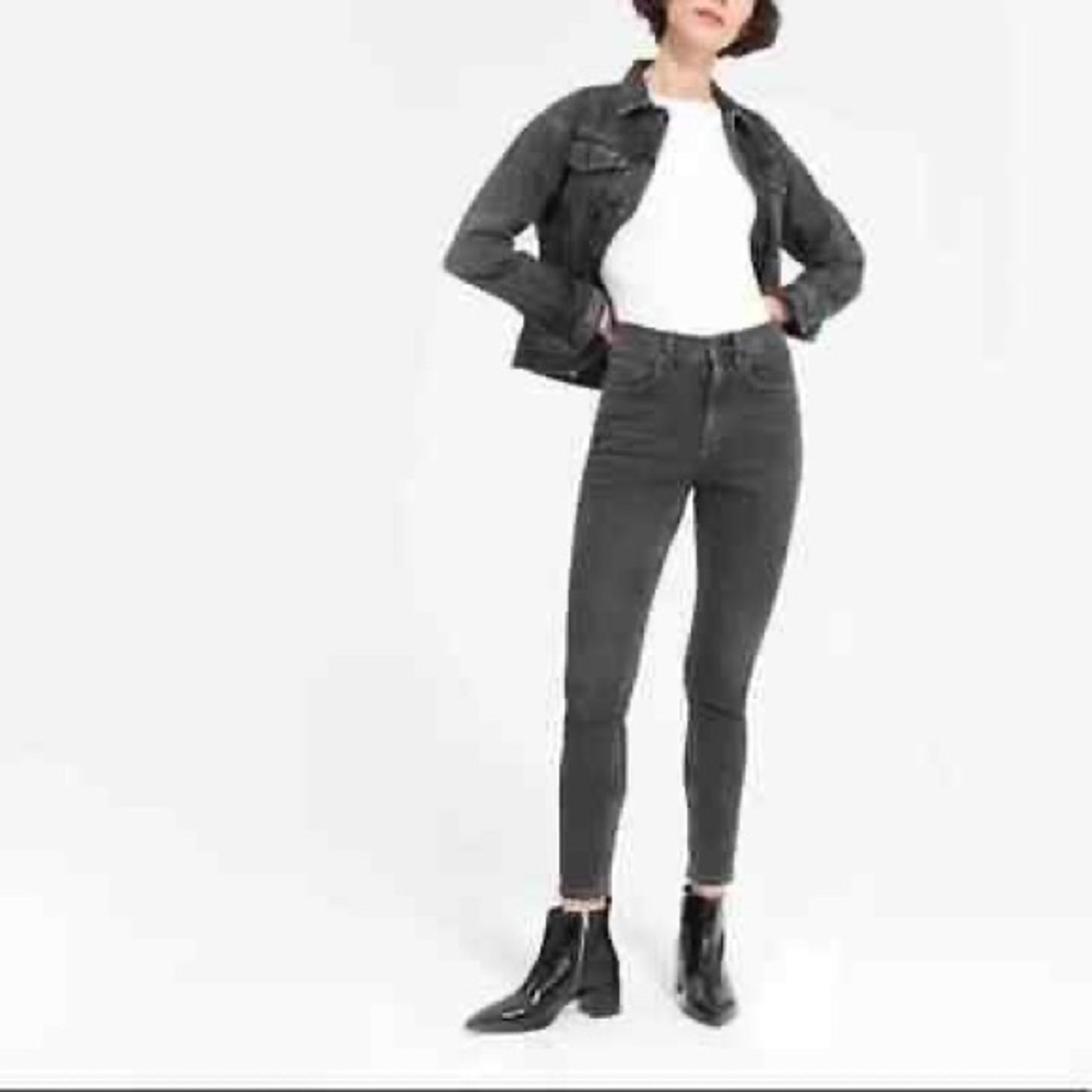 EVERLANE High Rise Stretch Skinny Jeans in Washed Black